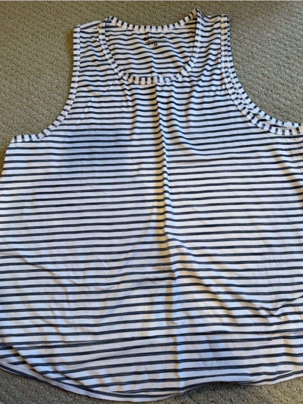 Athleta Navy and White Striped Scoop Neck Tee